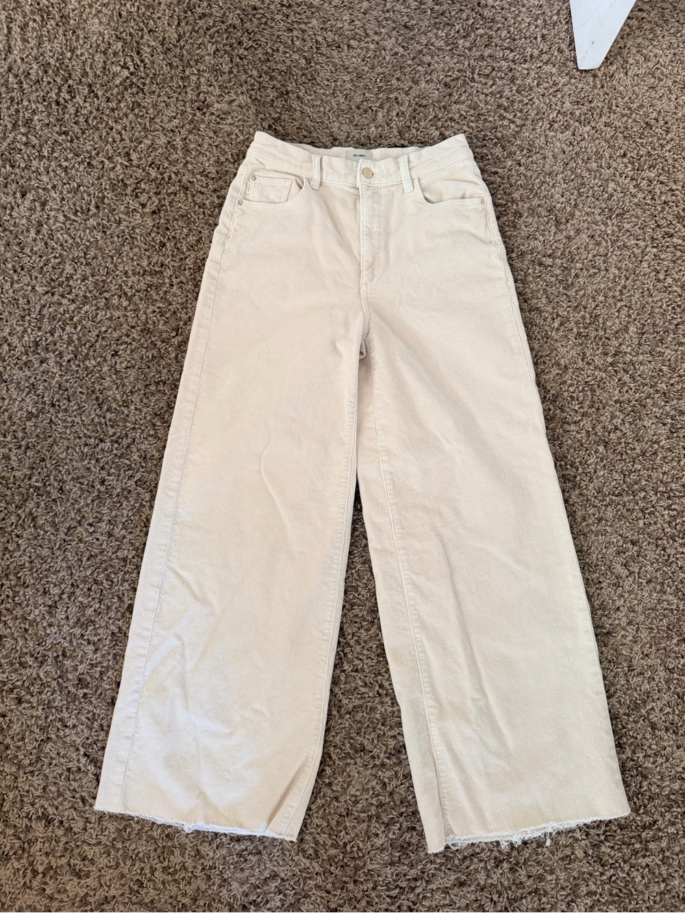DL1961 Cream Wide-Leg High-Rise Jeans